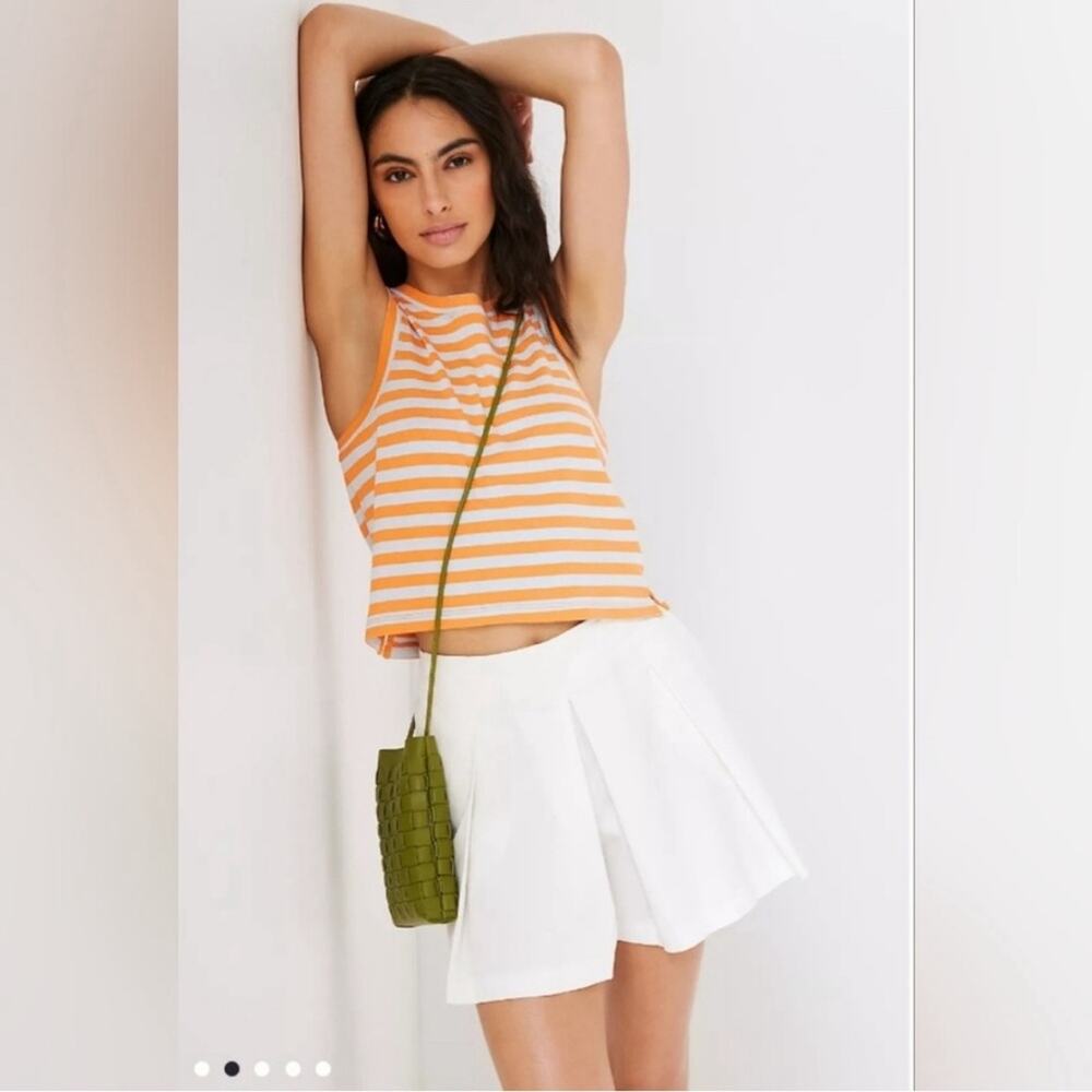 Maeve Cropped Orange/Gray Striped Tank by Anthropologie Small